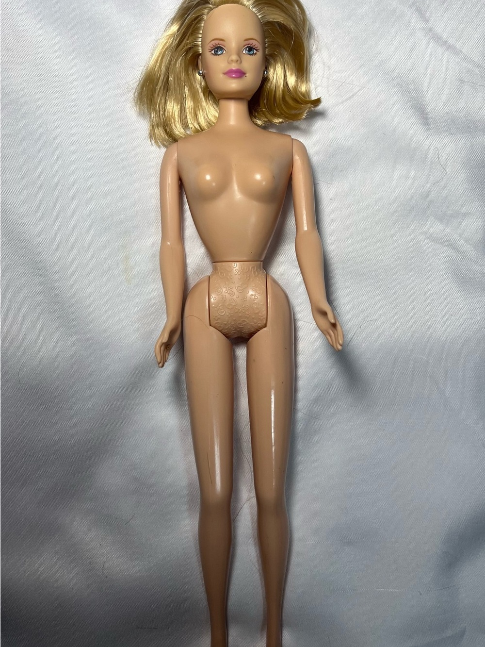 Vintage Mattel Barbie Doll Nude Blue Eyes Short Blonde Bob Hair Jewelry